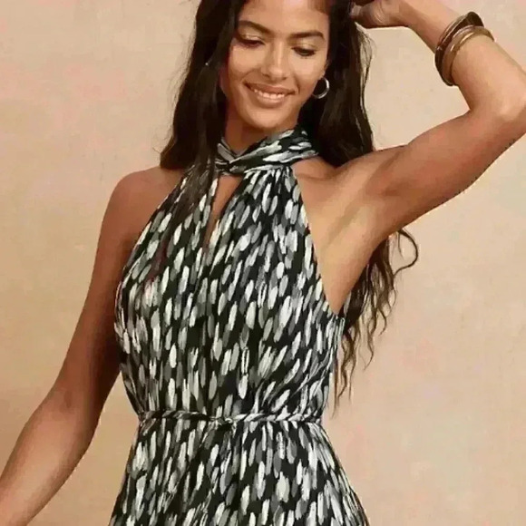 Twist-Neck Satin Midi Dress - Picture 2 of 14